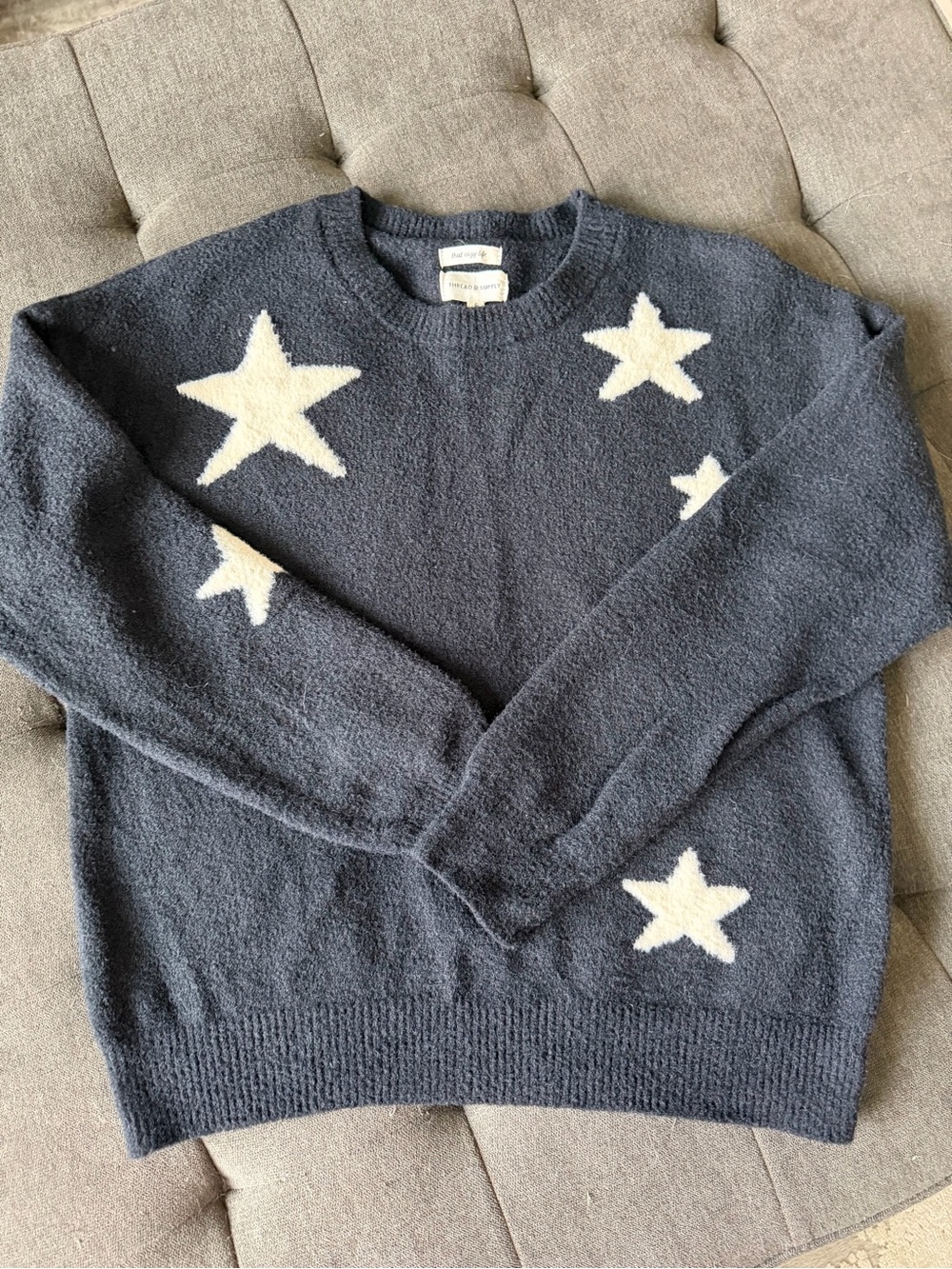 Women’s Thread and Supply Black w White Star Sweater